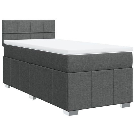 vidaXL Κρεβάτι Boxspring με Στρώμα Σκούρο Γκρι 100x200 εκ. Υφασμάτινο