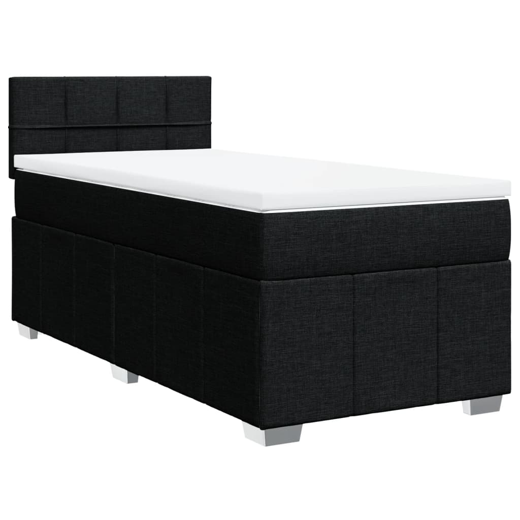 vidaXL Κρεβάτι Boxspring με Στρώμα Μαύρο 100 x 200 εκ. Υφασμάτινο