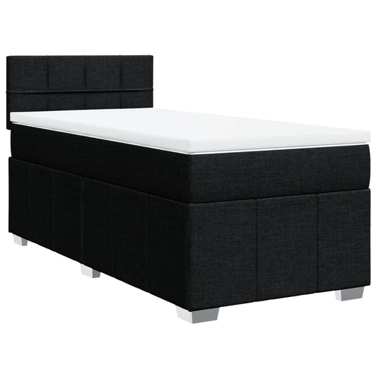 vidaXL Κρεβάτι Boxspring με Στρώμα Μαύρο 100 x 200 εκ. Υφασμάτινο