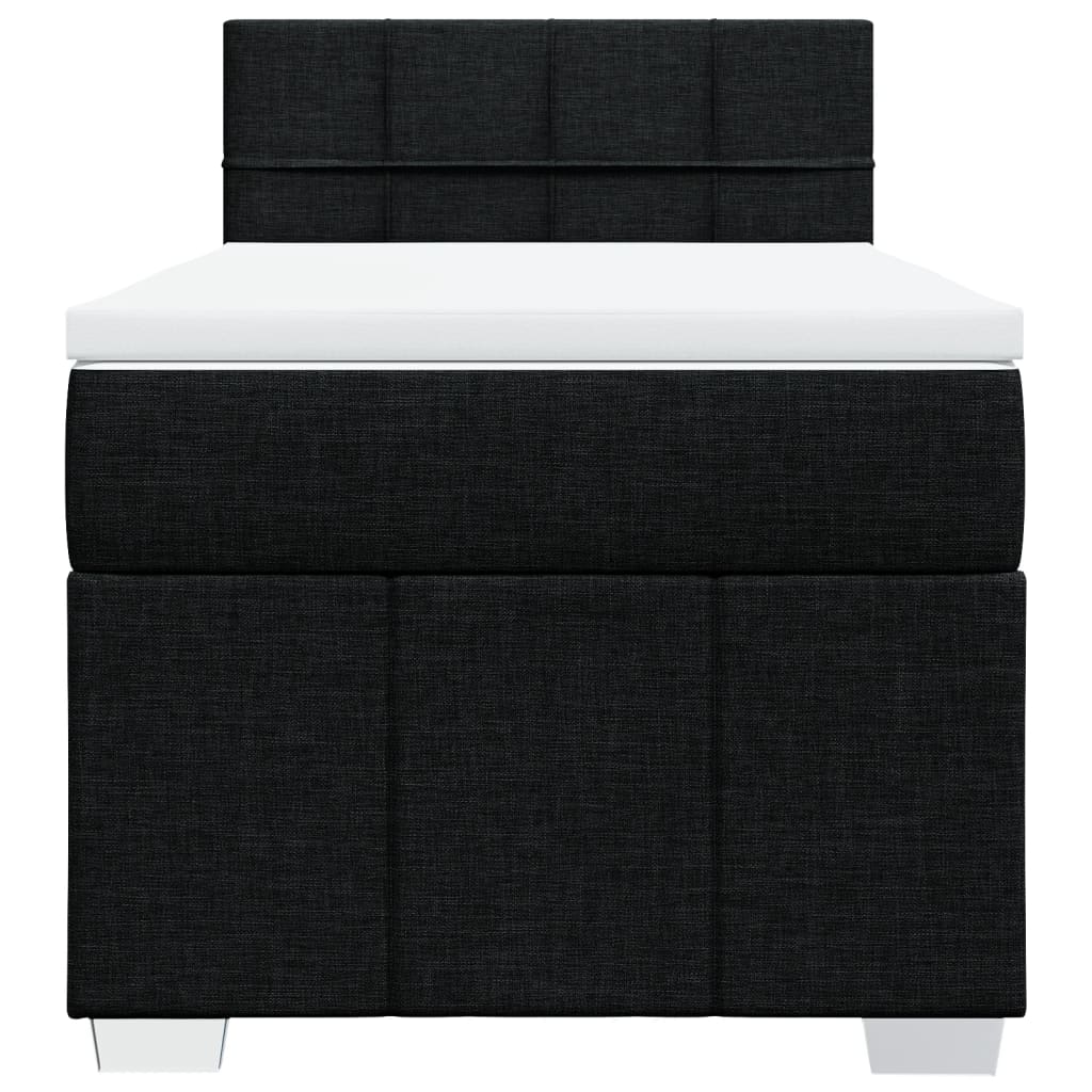 vidaXL Κρεβάτι Boxspring με Στρώμα Μαύρο 100 x 200 εκ. Υφασμάτινο