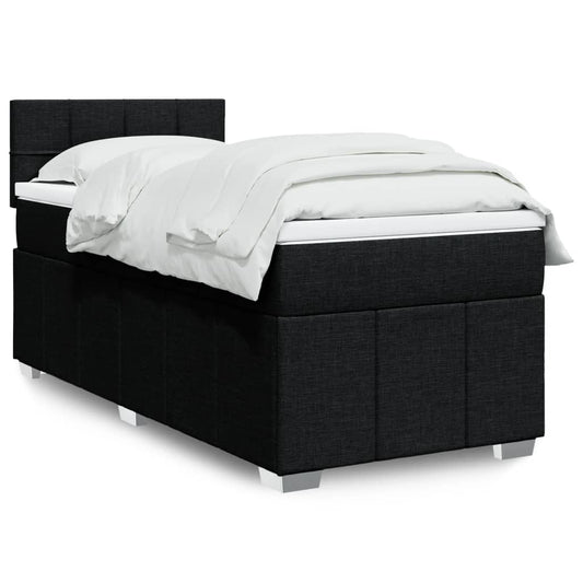 vidaXL Κρεβάτι Boxspring με Στρώμα Μαύρο 100 x 200 εκ. Υφασμάτινο