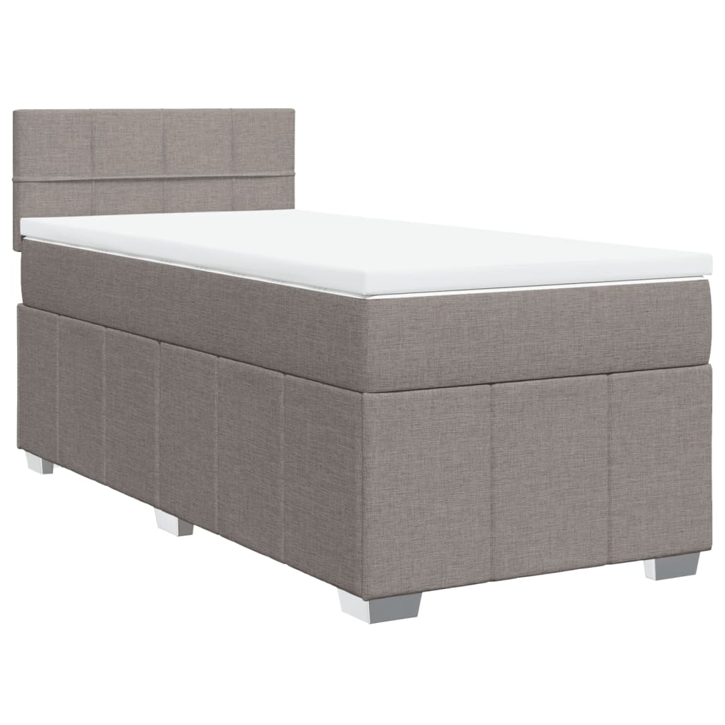 vidaXL Κρεβάτι Boxspring με Στρώμα Taupe 100 x 200 εκ. Υφασμάτινο