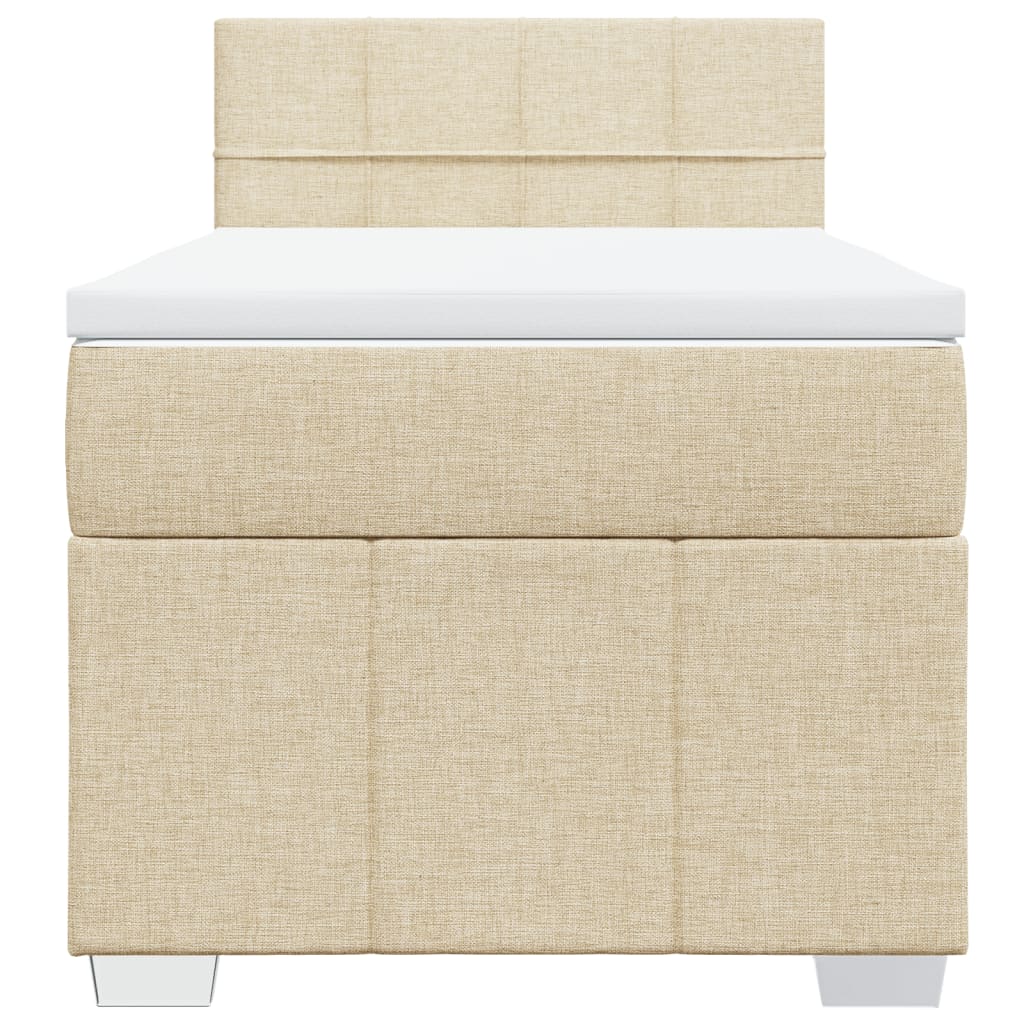 vidaXL Κρεβάτι Boxspring με Στρώμα Κρεμ 100 x 200 εκ. Υφασμάτινο