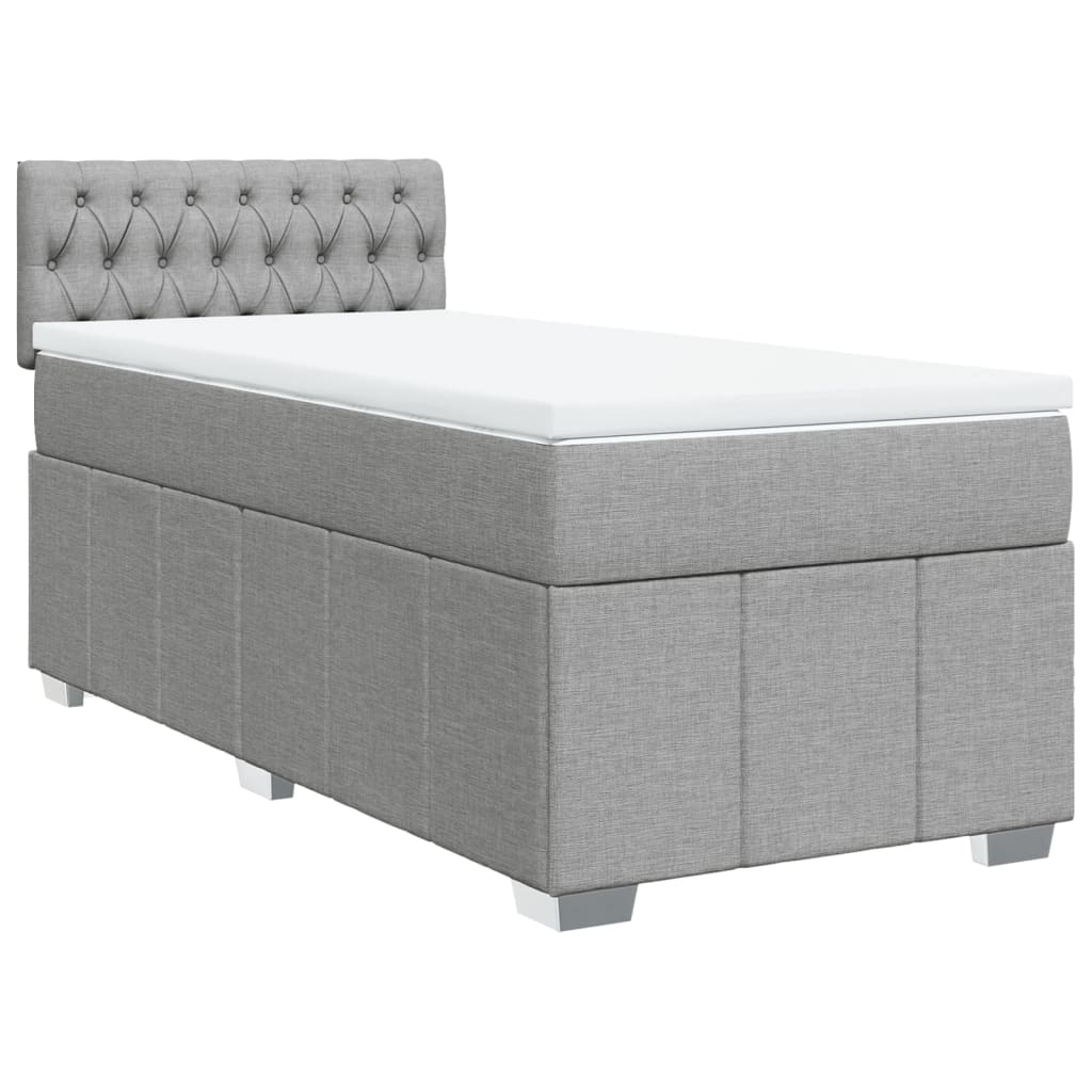 vidaXL Κρεβάτι Boxspring με Στρώμα Ανοιχτό Γκρι 100x200 εκ. Υφασμάτινο