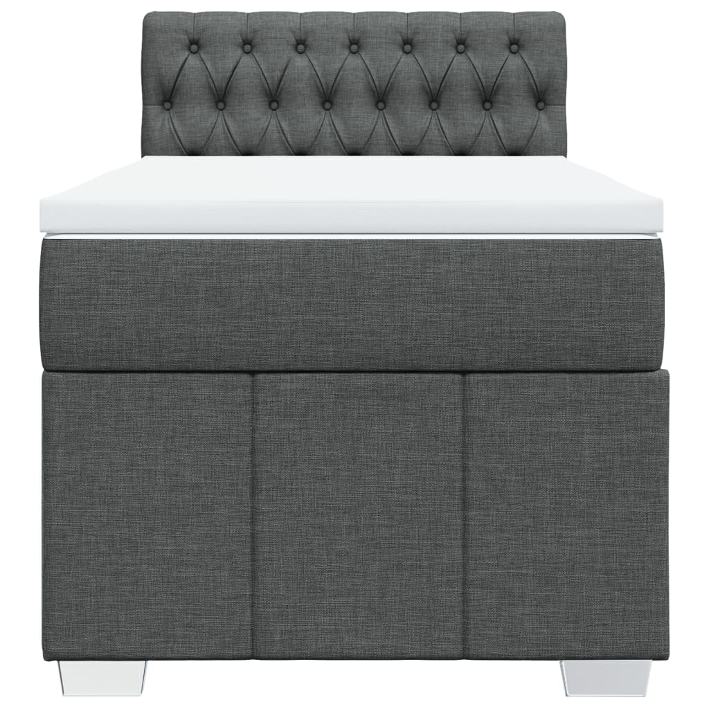 vidaXL Κρεβάτι Boxspring με Στρώμα Σκούρο Γκρι 100x200 εκ. Υφασμάτινο