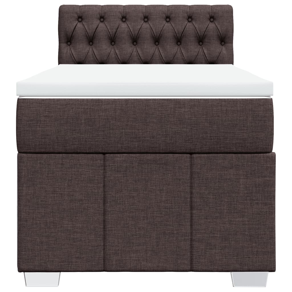 vidaXL Κρεβάτι Boxspring με Στρώμα Σκούρο Καφέ 100x200 εκ. Υφασμάτινο