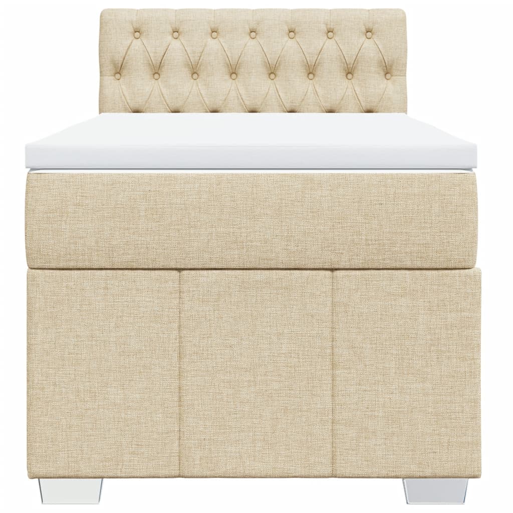 vidaXL Κρεβάτι Boxspring με Στρώμα Κρεμ 100 x 200 εκ. Υφασμάτινο