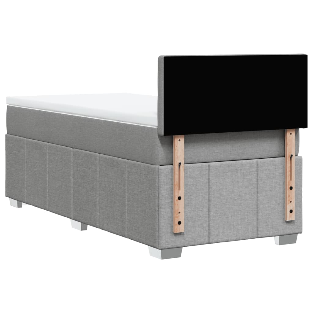 vidaXL Κρεβάτι Boxspring με Στρώμα Ανοιχτό Γκρι 100x200 εκ. Υφασμάτινο