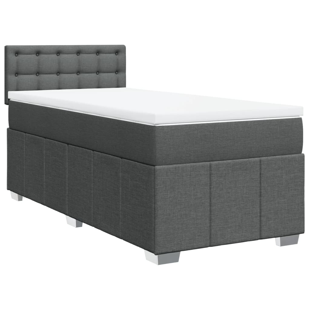 vidaXL Κρεβάτι Boxspring με Στρώμα Σκούρο Γκρι 100x200 εκ. Υφασμάτινο