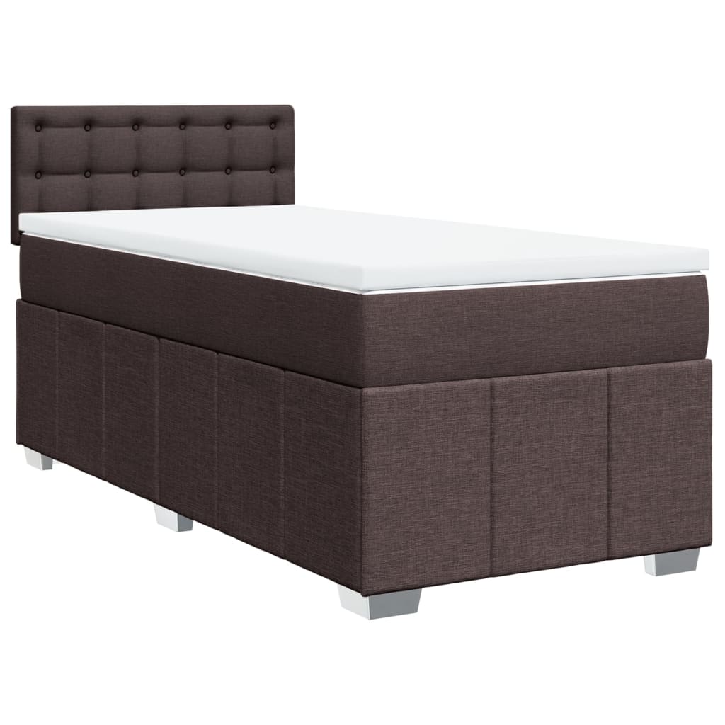 vidaXL Κρεβάτι Boxspring με Στρώμα Σκούρο Καφέ 100x200 εκ. Υφασμάτινο