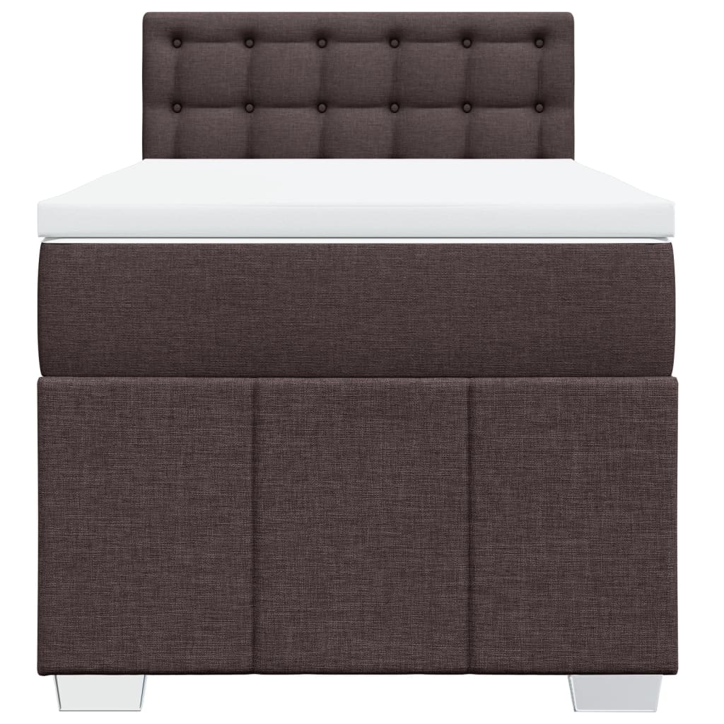 vidaXL Κρεβάτι Boxspring με Στρώμα Σκούρο Καφέ 100x200 εκ. Υφασμάτινο