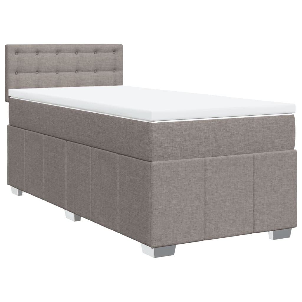 vidaXL Κρεβάτι Boxspring με Στρώμα Taupe 100 x 200 εκ. Υφασμάτινο