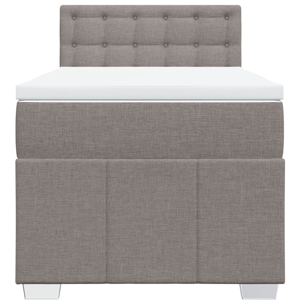 vidaXL Κρεβάτι Boxspring με Στρώμα Taupe 100 x 200 εκ. Υφασμάτινο