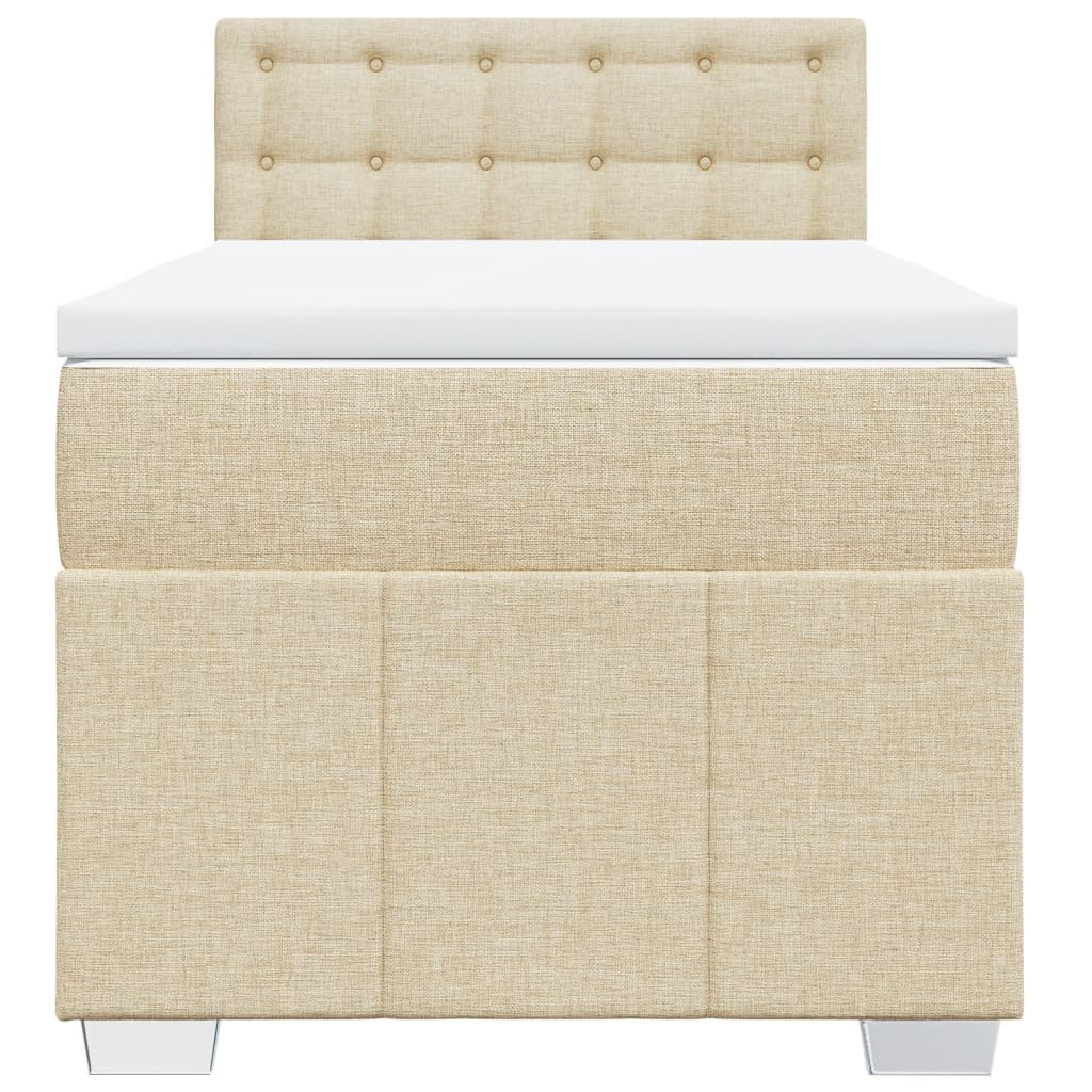 vidaXL Κρεβάτι Boxspring με Στρώμα Κρεμ 100 x 200 εκ. Υφασμάτινο
