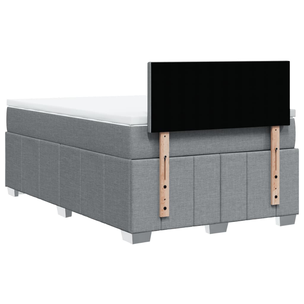 vidaXL Κρεβάτι Boxspring με Στρώμα Ανοιχτό Γκρι 120x190 εκ. Υφασμάτινο