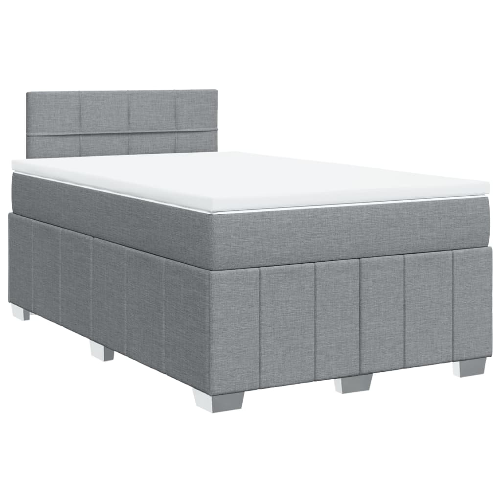 vidaXL Κρεβάτι Boxspring με Στρώμα Ανοιχτό Γκρι 120x190 εκ. Υφασμάτινο