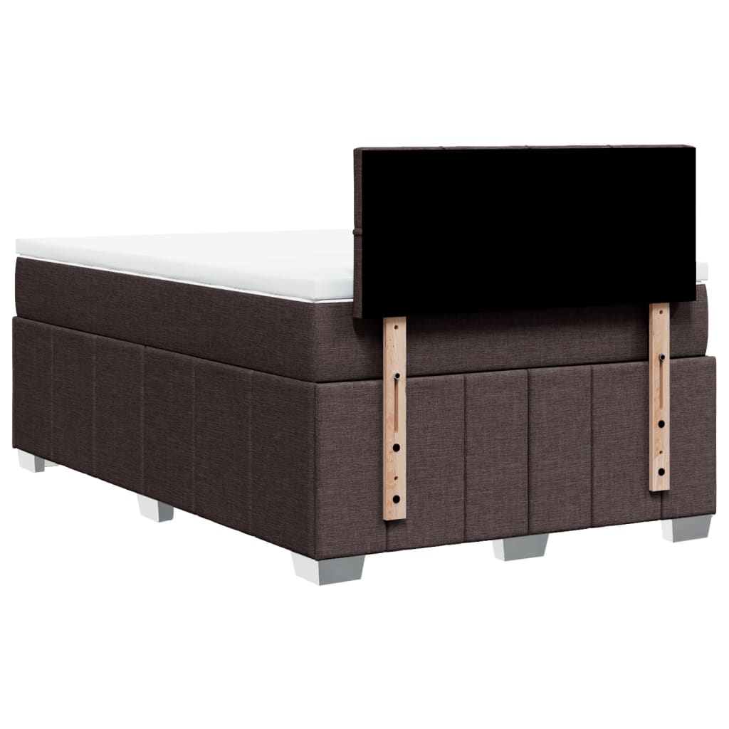 vidaXL Κρεβάτι Boxspring με Στρώμα Σκούρο Καφέ 120x190 εκ Υφασμάτινο