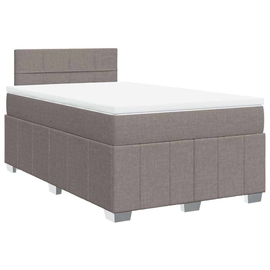 vidaXL Κρεβάτι Boxspring με Στρώμα Taupe 120x190 εκ. Υφασμάτινο