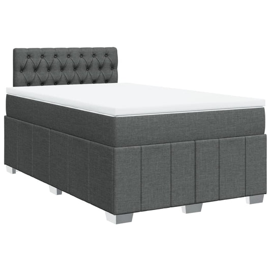 vidaXL Κρεβάτι Boxspring με Στρώμα Σκούρο Γκρι 120x190 εκ Υφασμάτινο