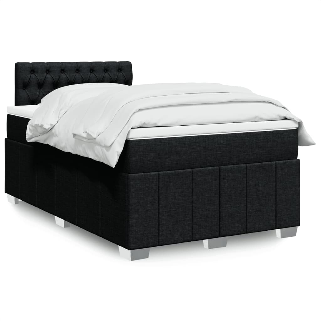 vidaXL Κρεβάτι Boxspring με Στρώμα Μαύρο 120x190 εκ. Υφασμάτινο