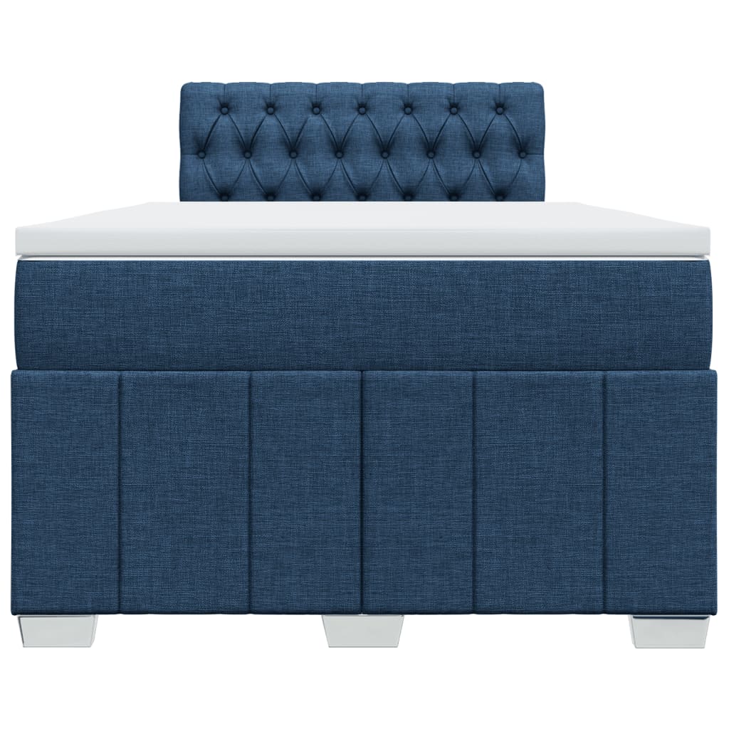 vidaXL Κρεβάτι Boxspring με Στρώμα Μπλε 120x190 εκ. Υφασμάτινο
