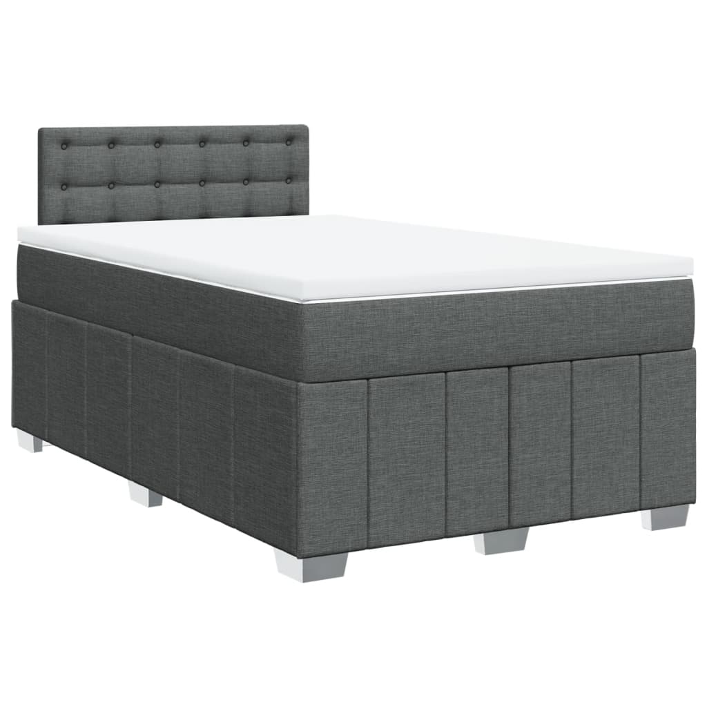vidaXL Κρεβάτι Boxspring με Στρώμα Σκούρο Γκρι 120x190 εκ Υφασμάτινο