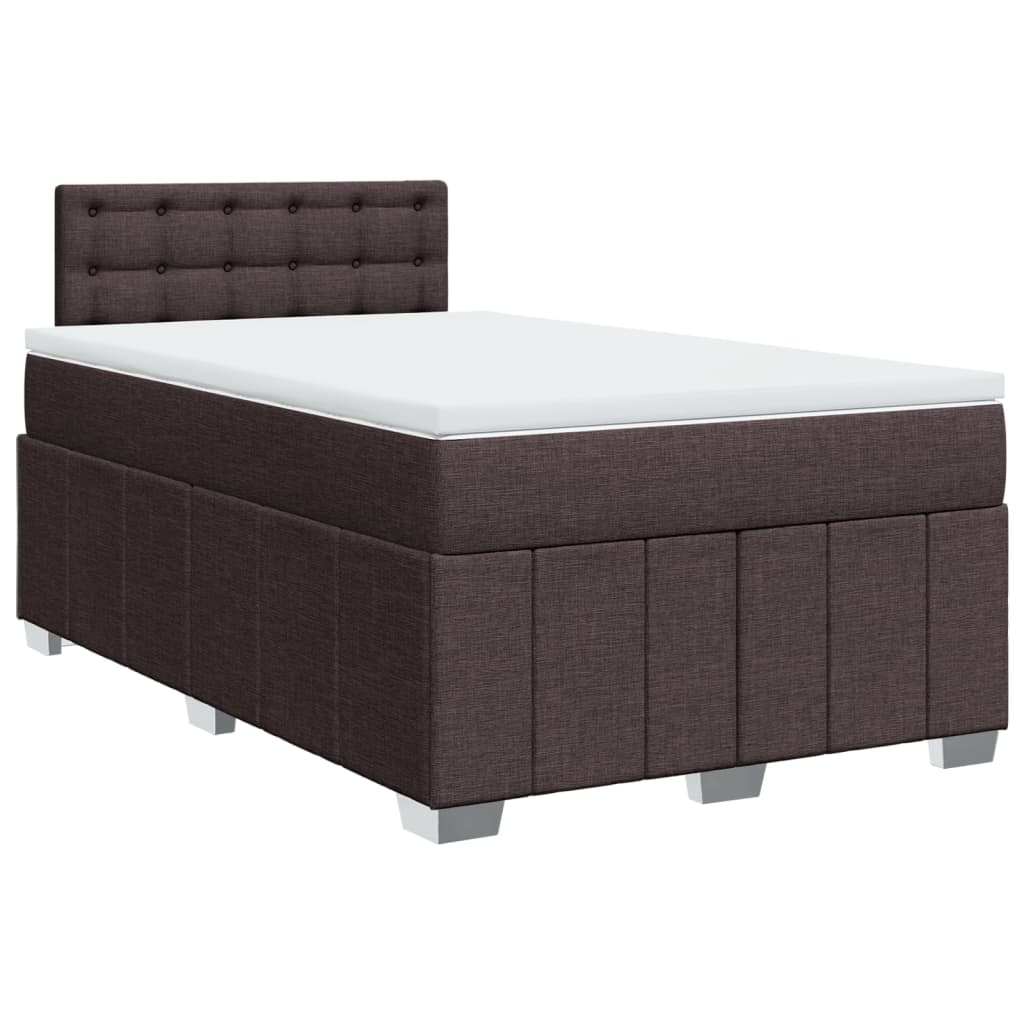 vidaXL Κρεβάτι Boxspring με Στρώμα Σκούρο Καφέ 120x190 εκ Υφασμάτινο