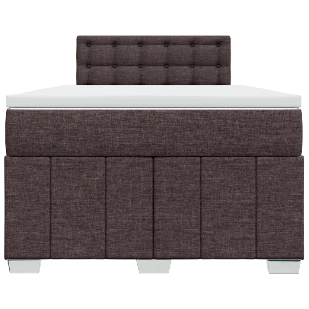 vidaXL Κρεβάτι Boxspring με Στρώμα Σκούρο Καφέ 120x190 εκ Υφασμάτινο