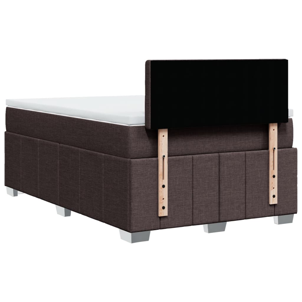 vidaXL Κρεβάτι Boxspring με Στρώμα Σκούρο Καφέ 120x190 εκ Υφασμάτινο
