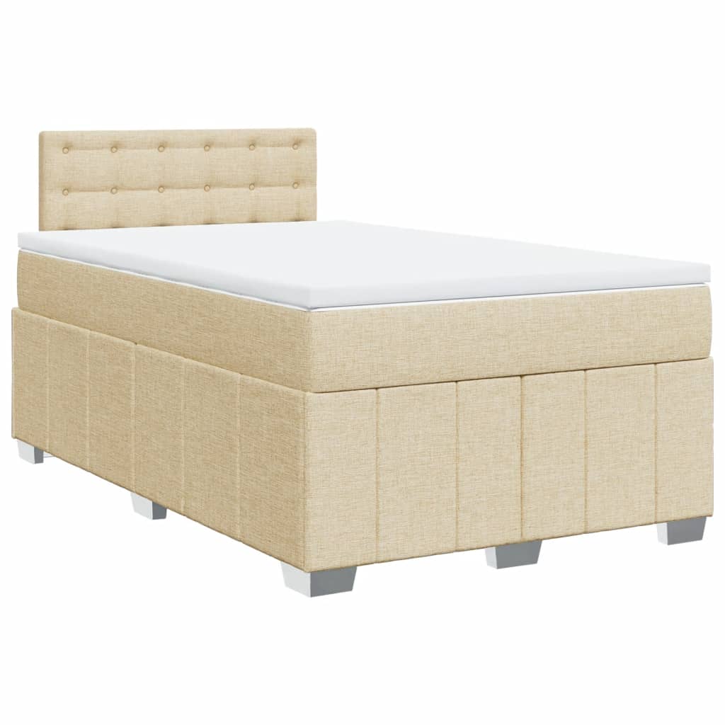 vidaXL Κρεβάτι Boxspring με Στρώμα Κρεμ 120x190 εκ. Υφασμάτινο