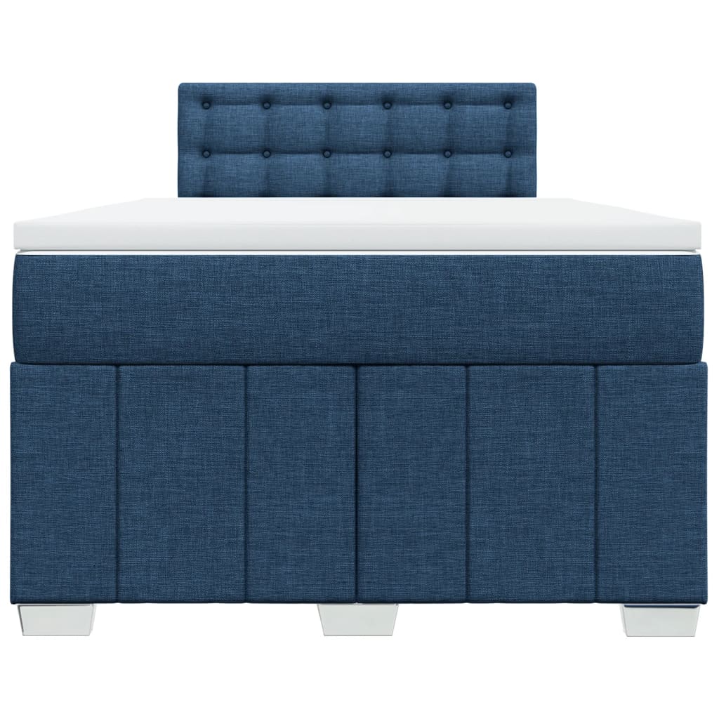 vidaXL Κρεβάτι Boxspring με Στρώμα Μπλε 120x190 εκ. Υφασμάτινο