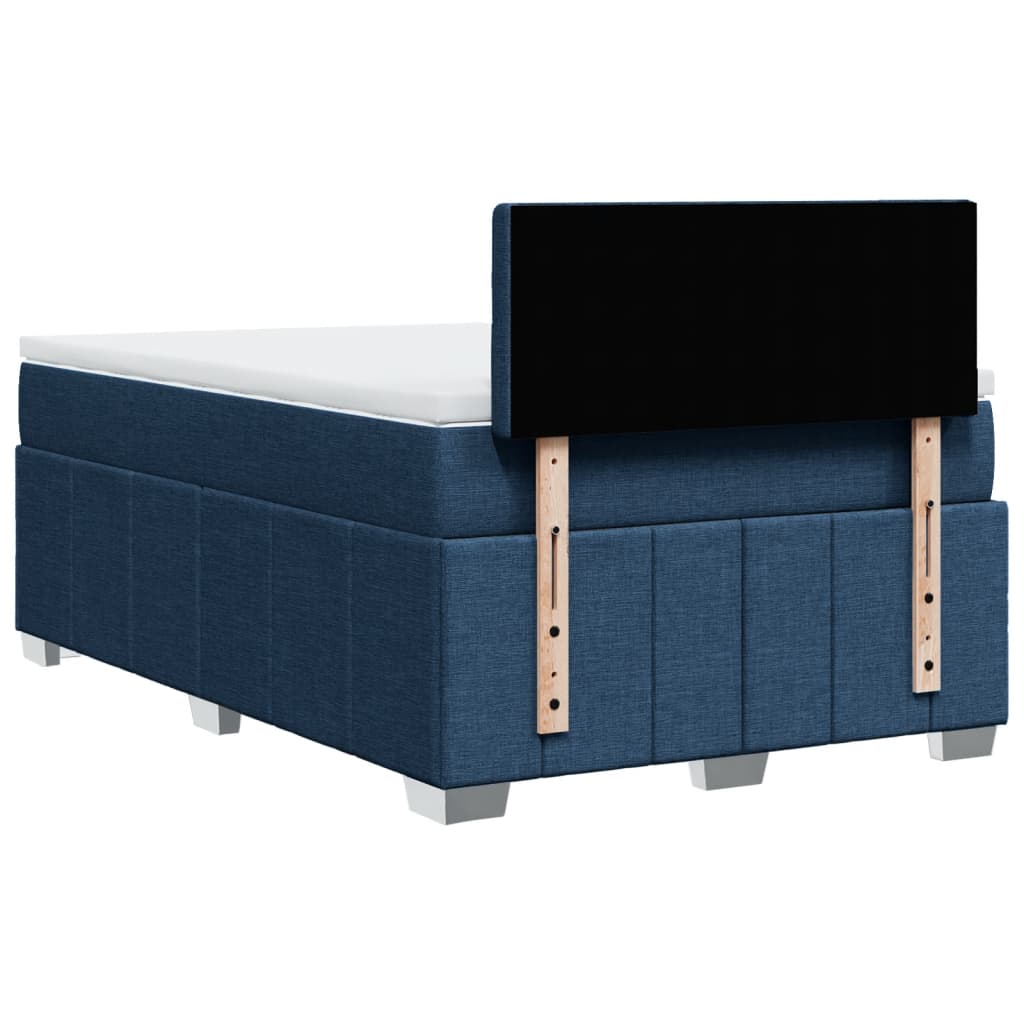 vidaXL Κρεβάτι Boxspring με Στρώμα Μπλε 120x190 εκ. Υφασμάτινο