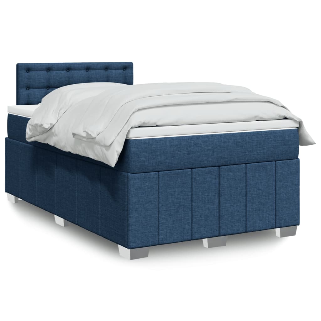 vidaXL Κρεβάτι Boxspring με Στρώμα Μπλε 120x190 εκ. Υφασμάτινο