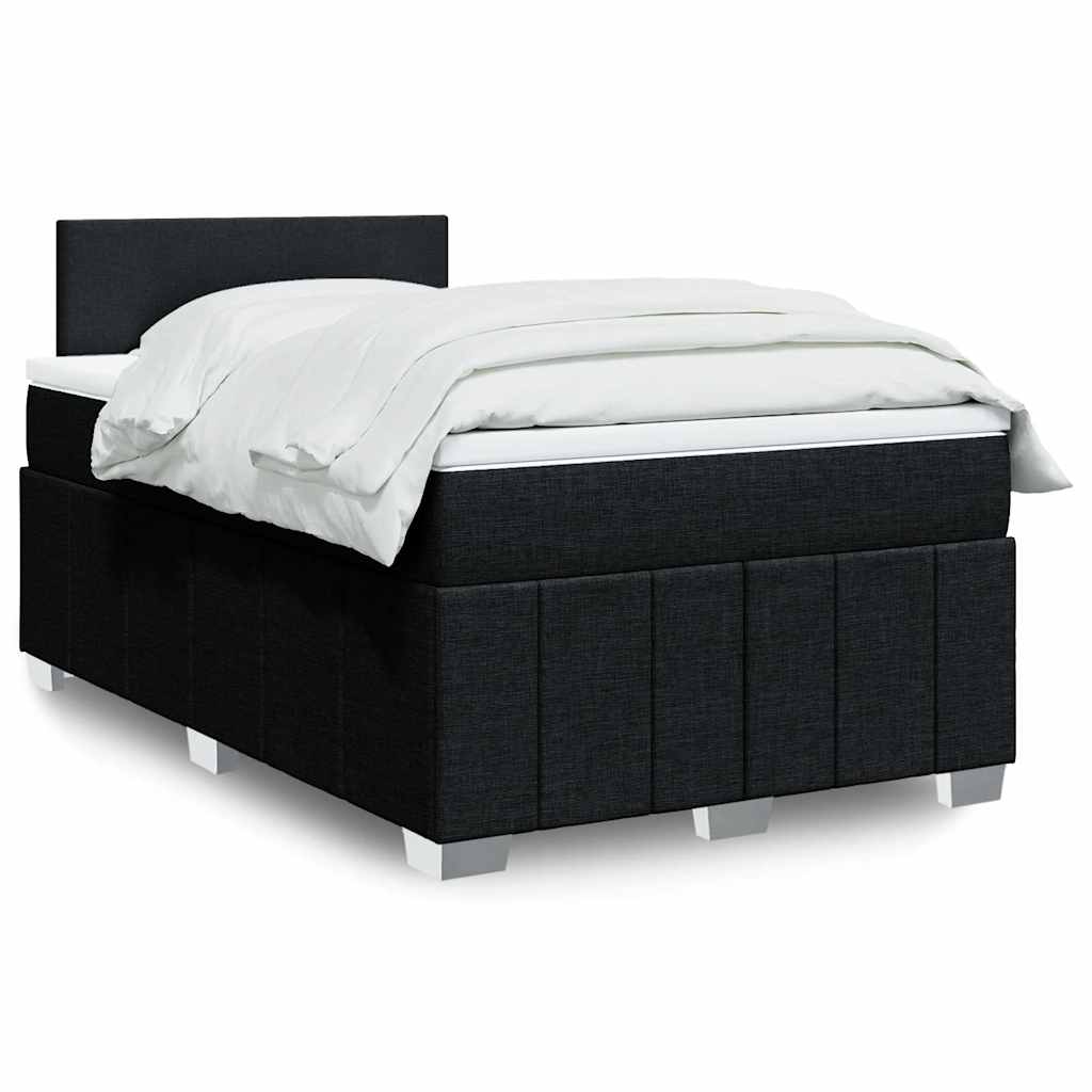 vidaXL Κρεβάτι Boxspring με Στρώμα Μαύρο 120x200 εκ. Υφασμάτινο