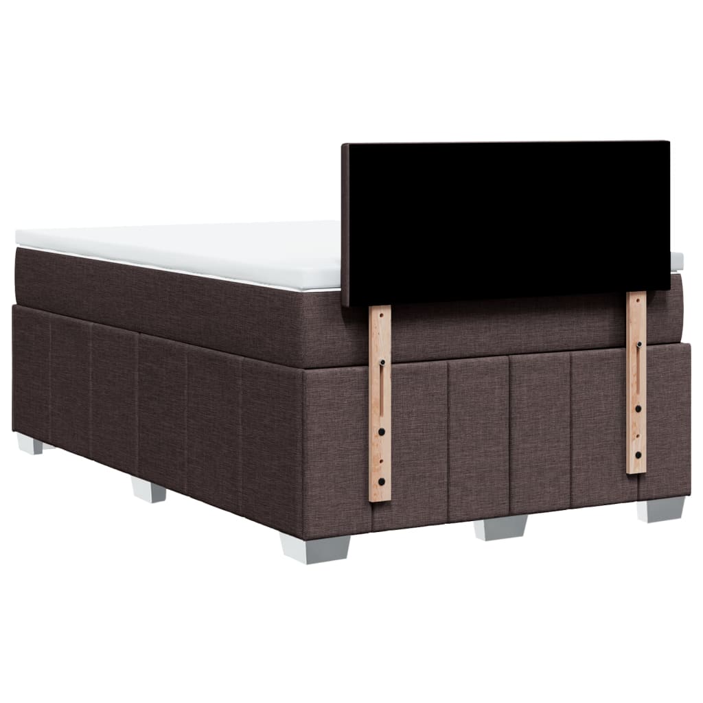 vidaXL Κρεβάτι Boxspring με Στρώμα Σκούρο Καφέ 120x200 εκ. Υφασμάτινο