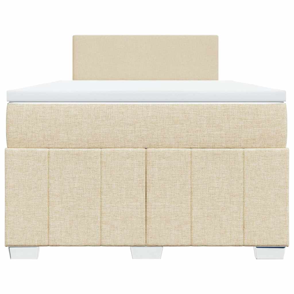 vidaXL Κρεβάτι Boxspring με Στρώμα Κρεμ 120x200 εκ. Υφασμάτινο