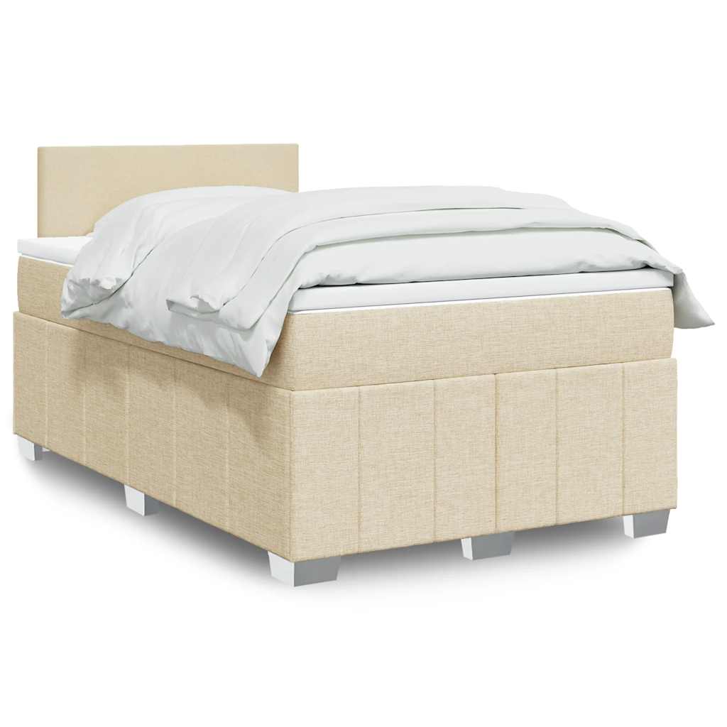 vidaXL Κρεβάτι Boxspring με Στρώμα Κρεμ 120x200 εκ. Υφασμάτινο