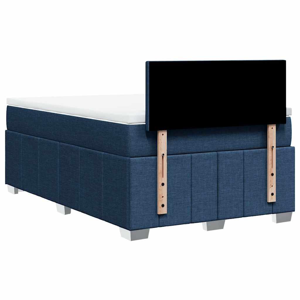vidaXL Κρεβάτι Boxspring με Στρώμα Μπλε 120x200 εκ. Υφασμάτινο