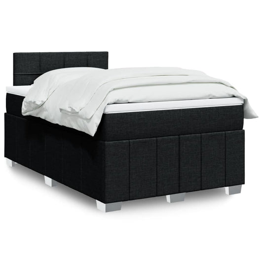 vidaXL Κρεβάτι Boxspring με Στρώμα Μαύρο 120x200 εκ. Υφασμάτινο