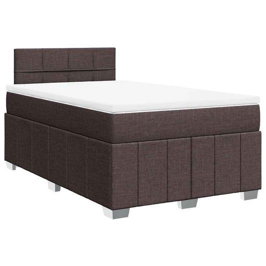 vidaXL Κρεβάτι Boxspring με Στρώμα Σκούρο Καφέ 120x200 εκ. Υφασμάτινο