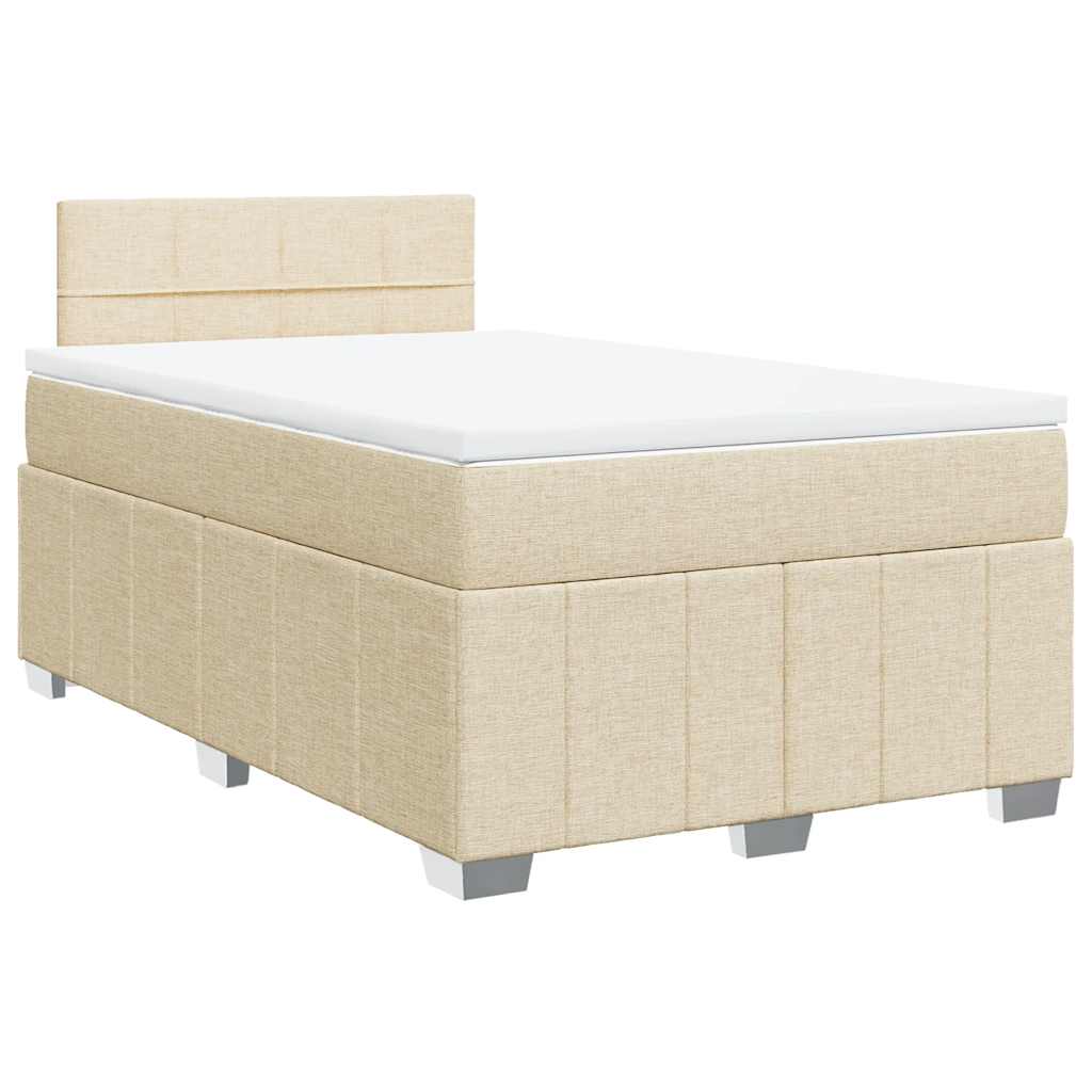 vidaXL Κρεβάτι Boxspring με Στρώμα Κρεμ 120x200 εκ. Υφασμάτινο