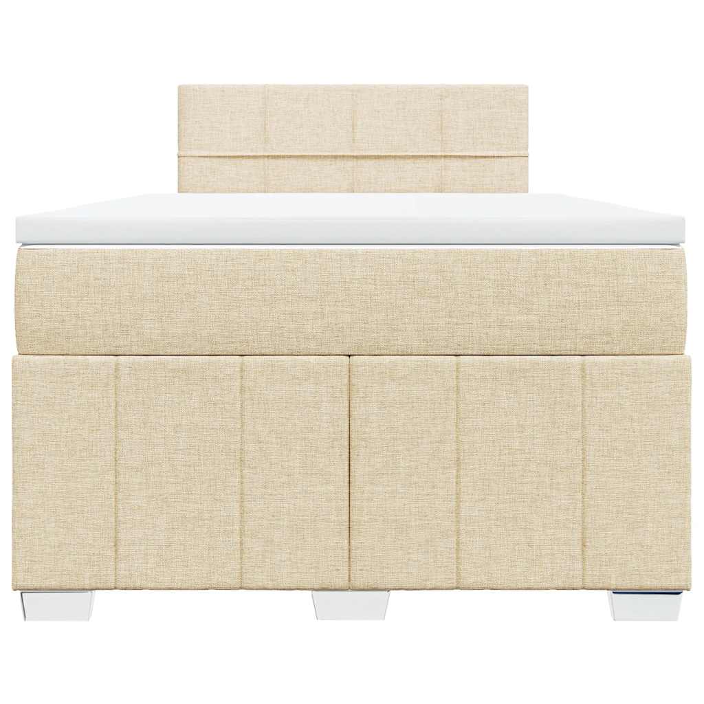 vidaXL Κρεβάτι Boxspring με Στρώμα Κρεμ 120x200 εκ. Υφασμάτινο