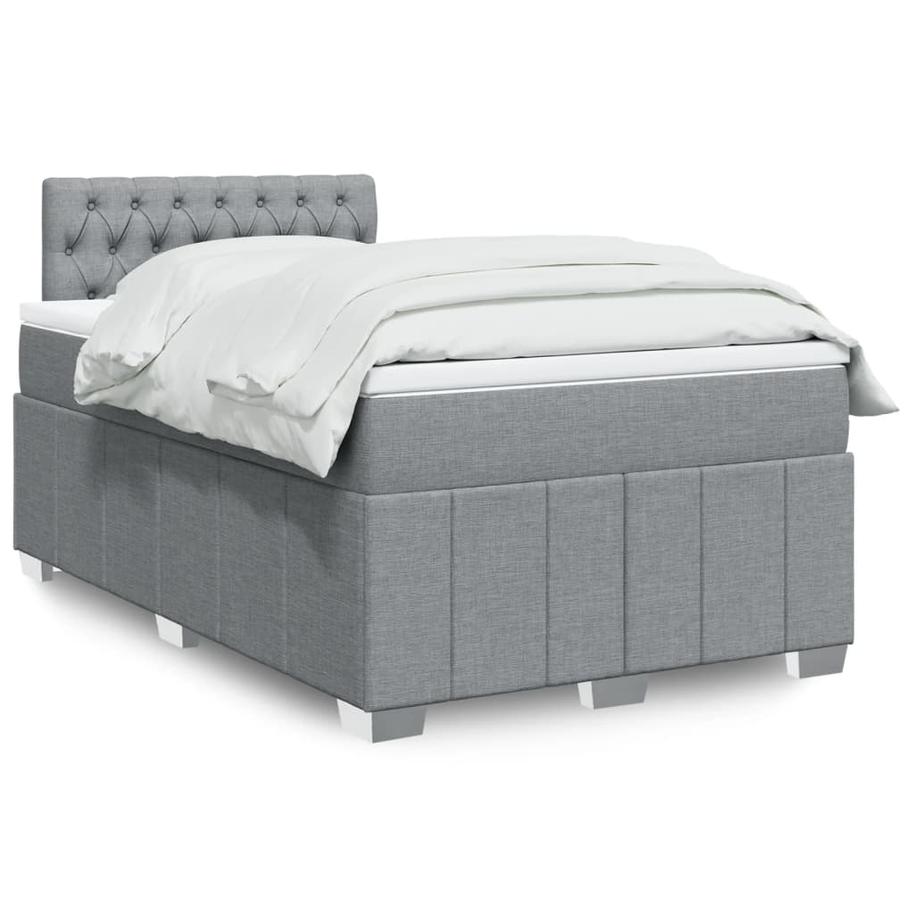 vidaXL Κρεβάτι Boxspring με Στρώμα Ανοιχτό Γκρι 120x200 εκ. Υφασμάτινο