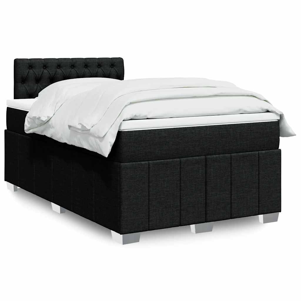 vidaXL Κρεβάτι Boxspring με Στρώμα Μαύρο 120x200 εκ. Υφασμάτινο
