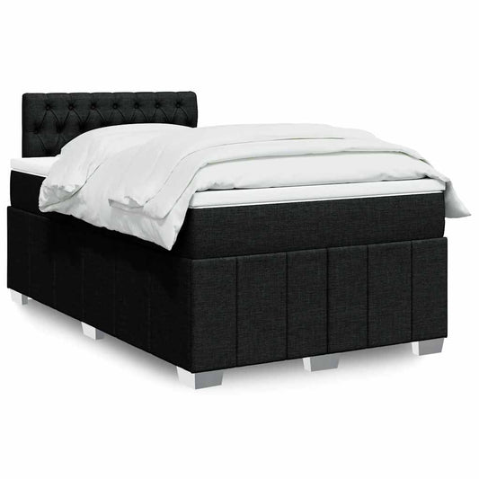 vidaXL Κρεβάτι Boxspring με Στρώμα Μαύρο 120x200 εκ. Υφασμάτινο