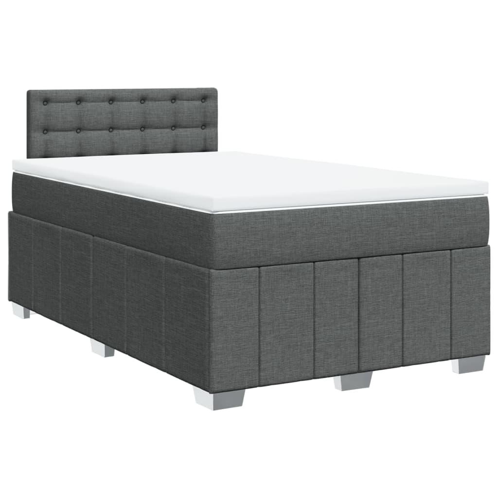 vidaXL Κρεβάτι Boxspring με Στρώμα Σκούρο Γκρι 120x200 εκ. Υφασμάτινο