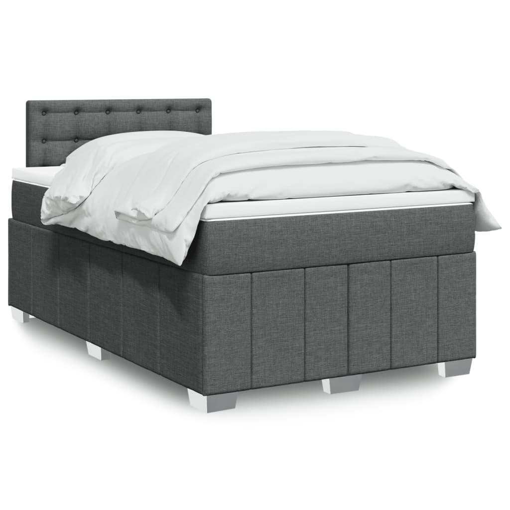 vidaXL Κρεβάτι Boxspring με Στρώμα Σκούρο Γκρι 120x200 εκ. Υφασμάτινο