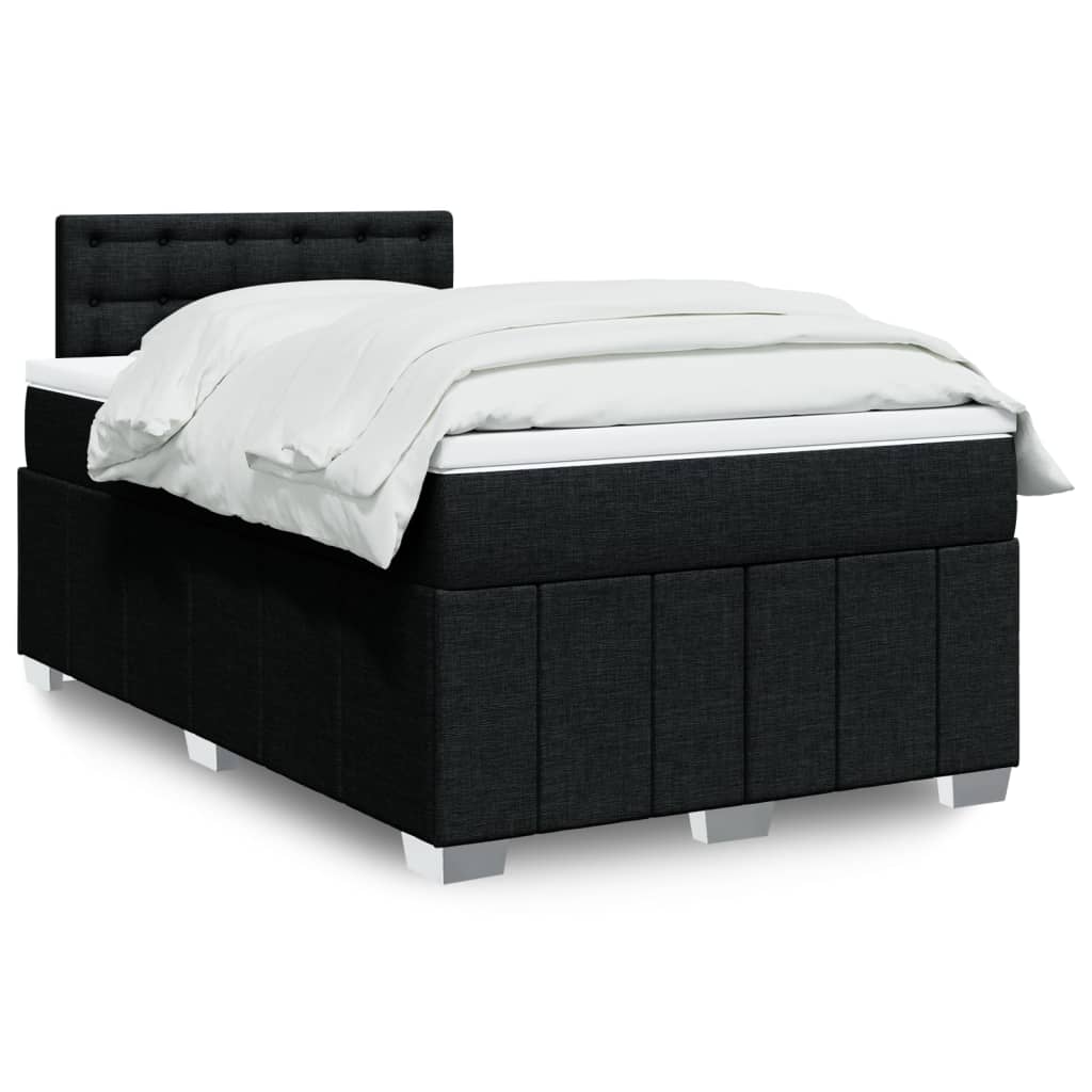 vidaXL Κρεβάτι Boxspring με Στρώμα Μαύρο 120x200 εκ. Υφασμάτινο