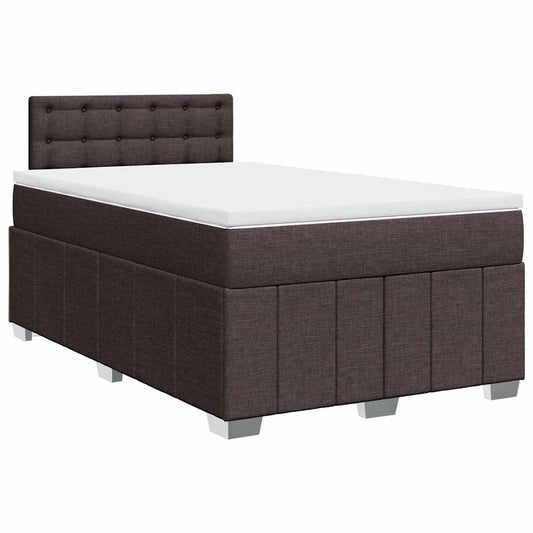 vidaXL Κρεβάτι Boxspring με Στρώμα Σκούρο Καφέ 120x200 εκ. Υφασμάτινο