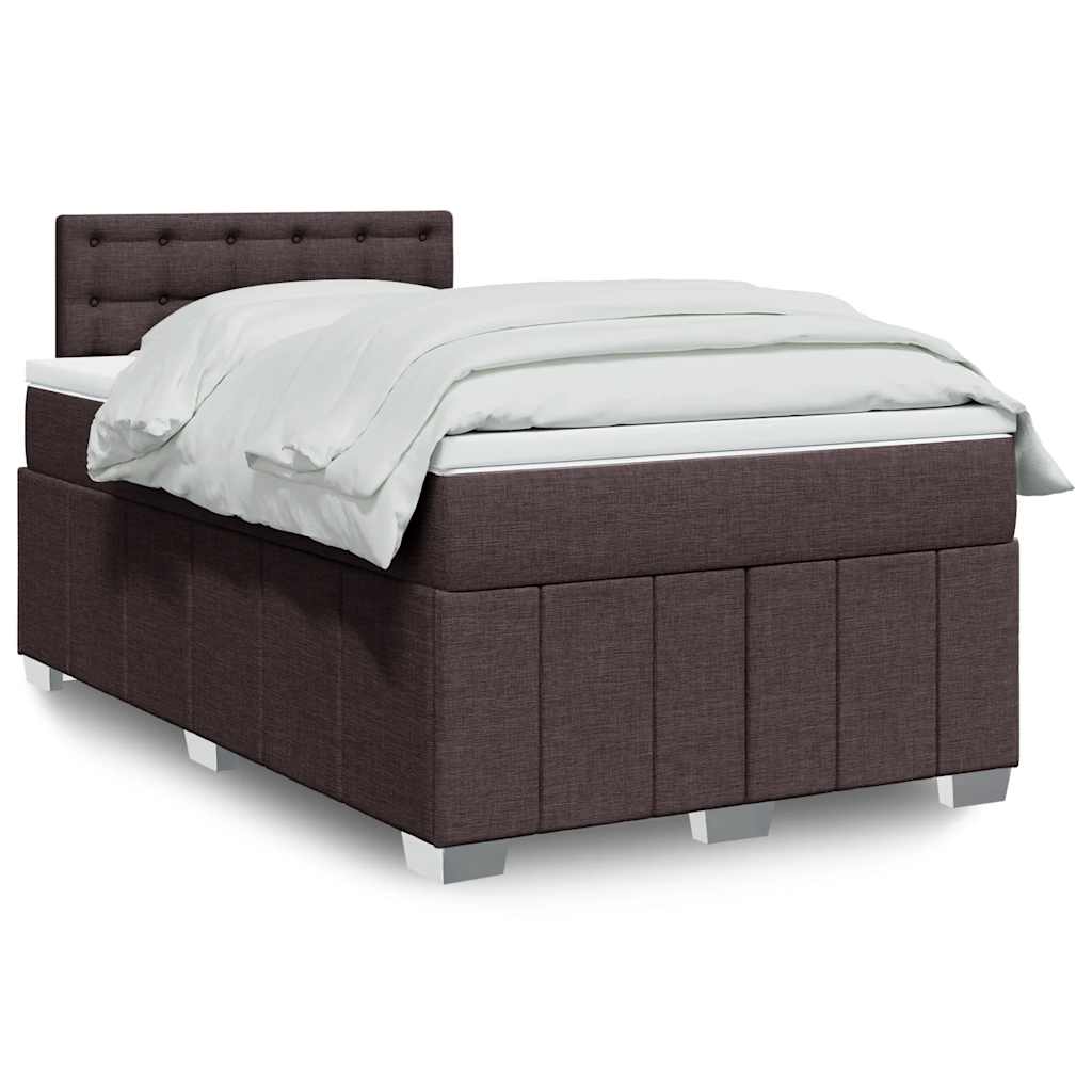 vidaXL Κρεβάτι Boxspring με Στρώμα Σκούρο Καφέ 120x200 εκ. Υφασμάτινο